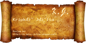 Kripkó Júlia névjegykártya